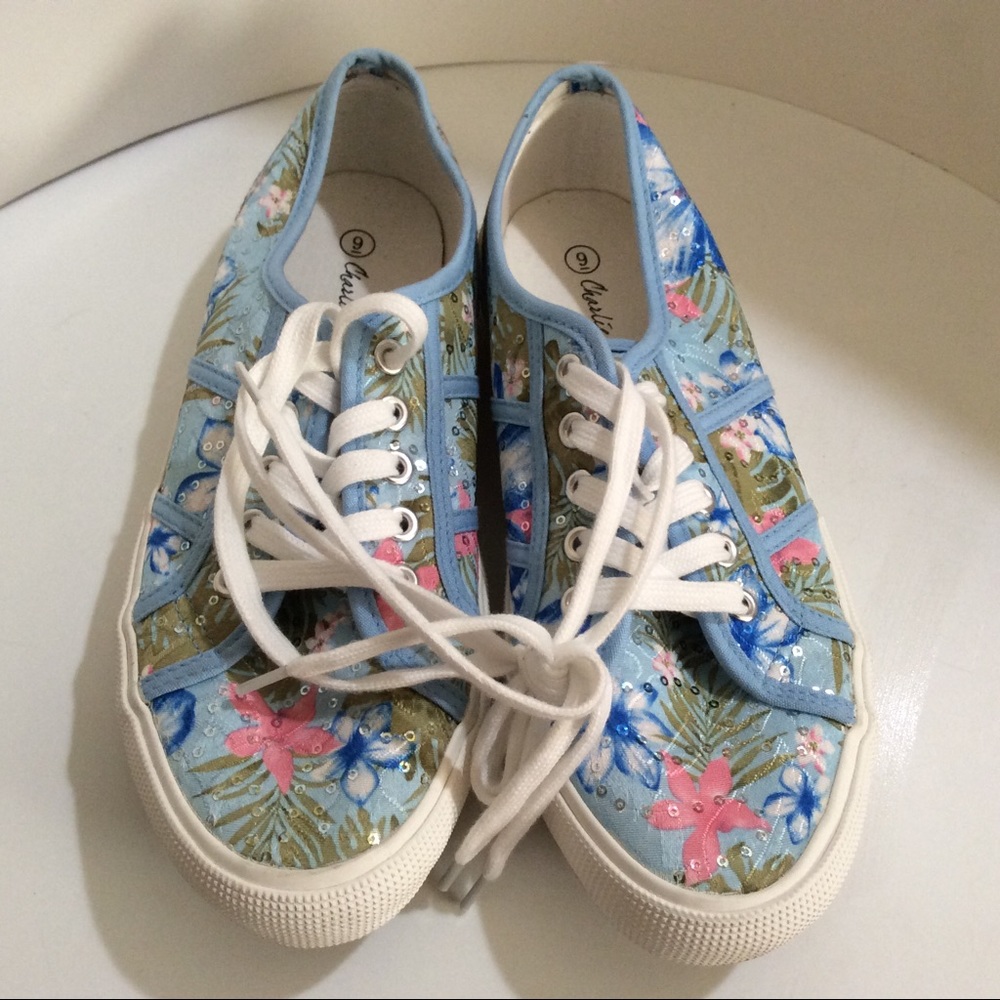 Charlie Paige Sequin Tropical sneakers
